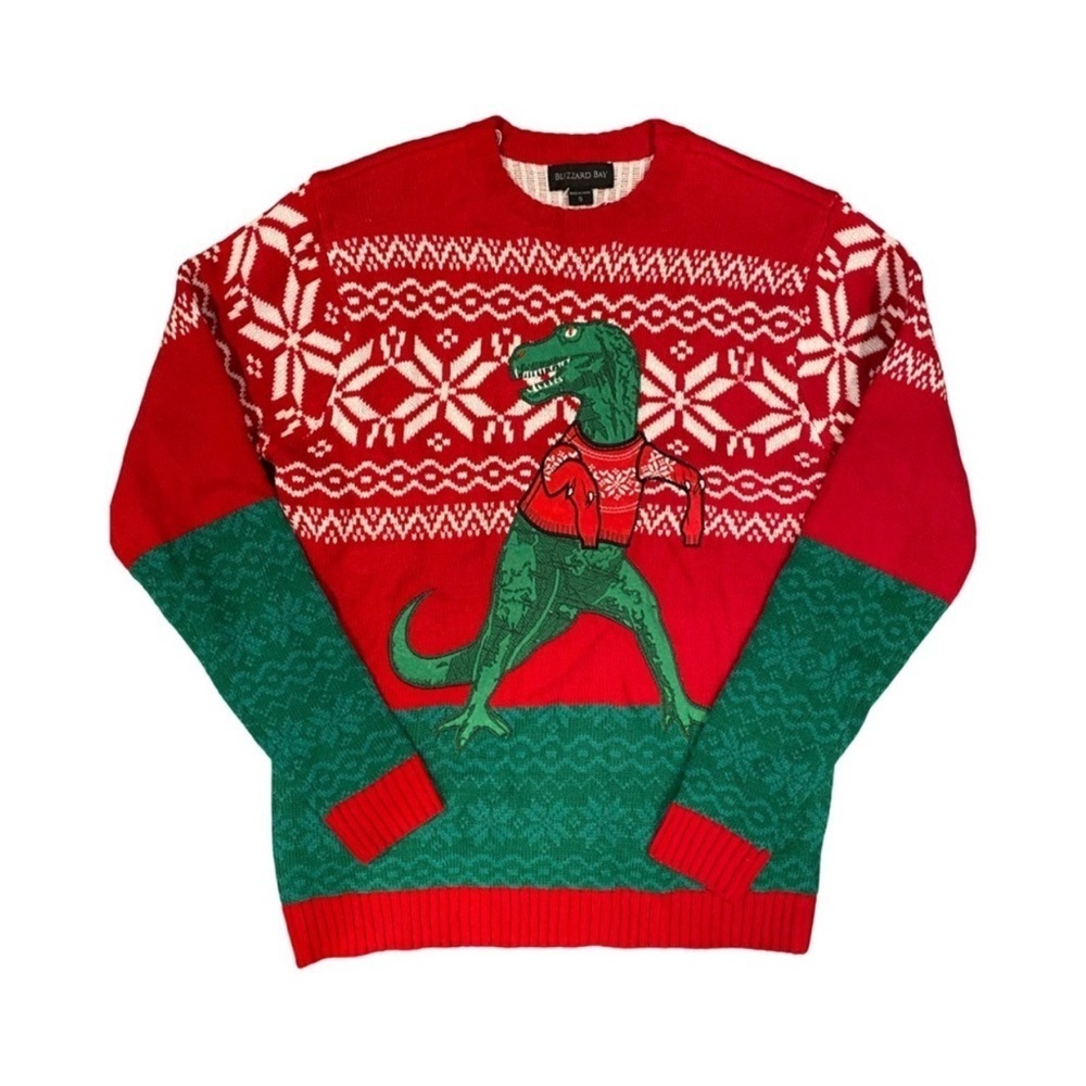 Blizzard Bay Unisex Long Sleeve T-Rex Ugly Christmas Holiday Sweater NWT Size M